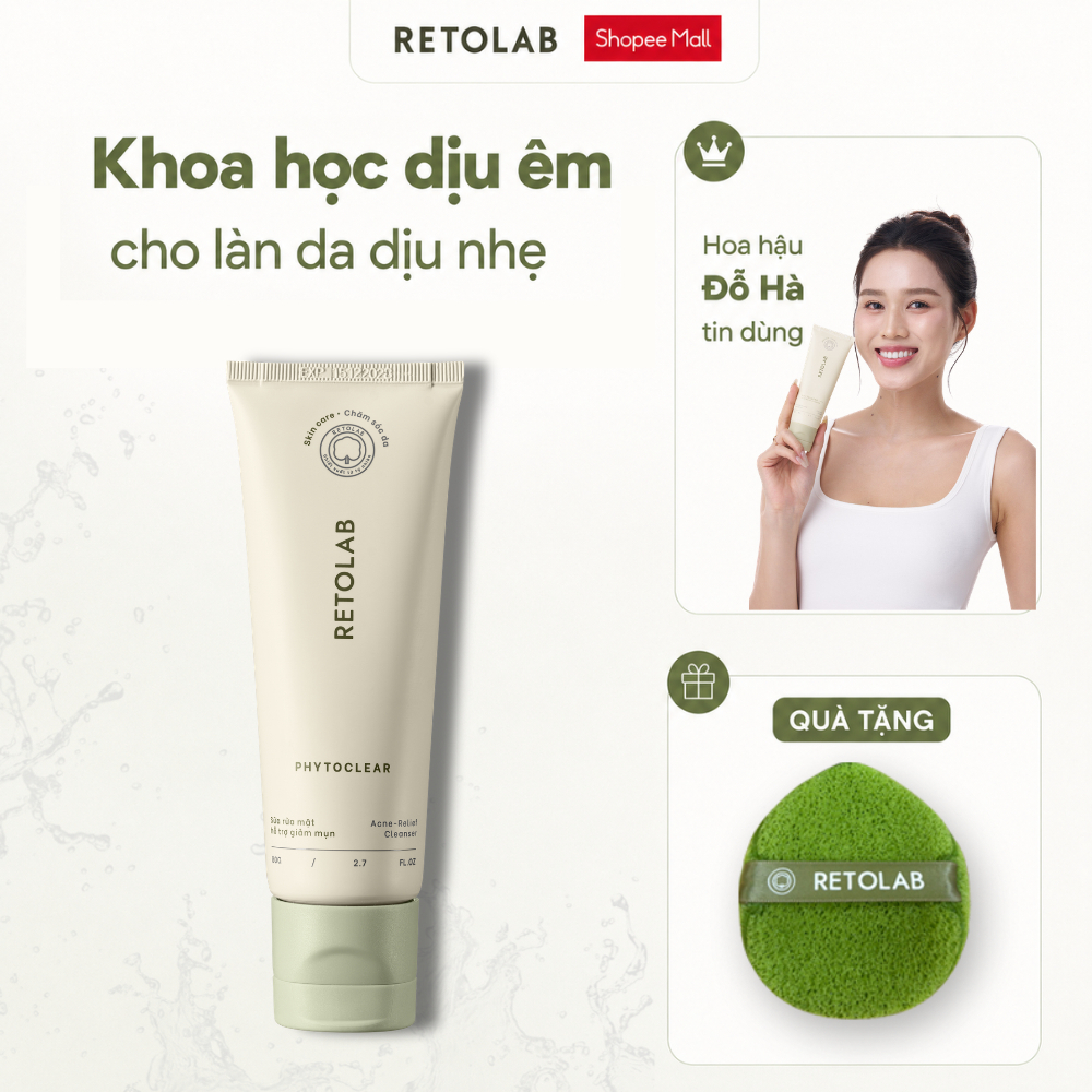 Sữa rửa mặt hỗ trợ giảm mụn, làm sạch dịu nhẹ và dưỡng ẩm da - Retolab Phytoclear 80ml
