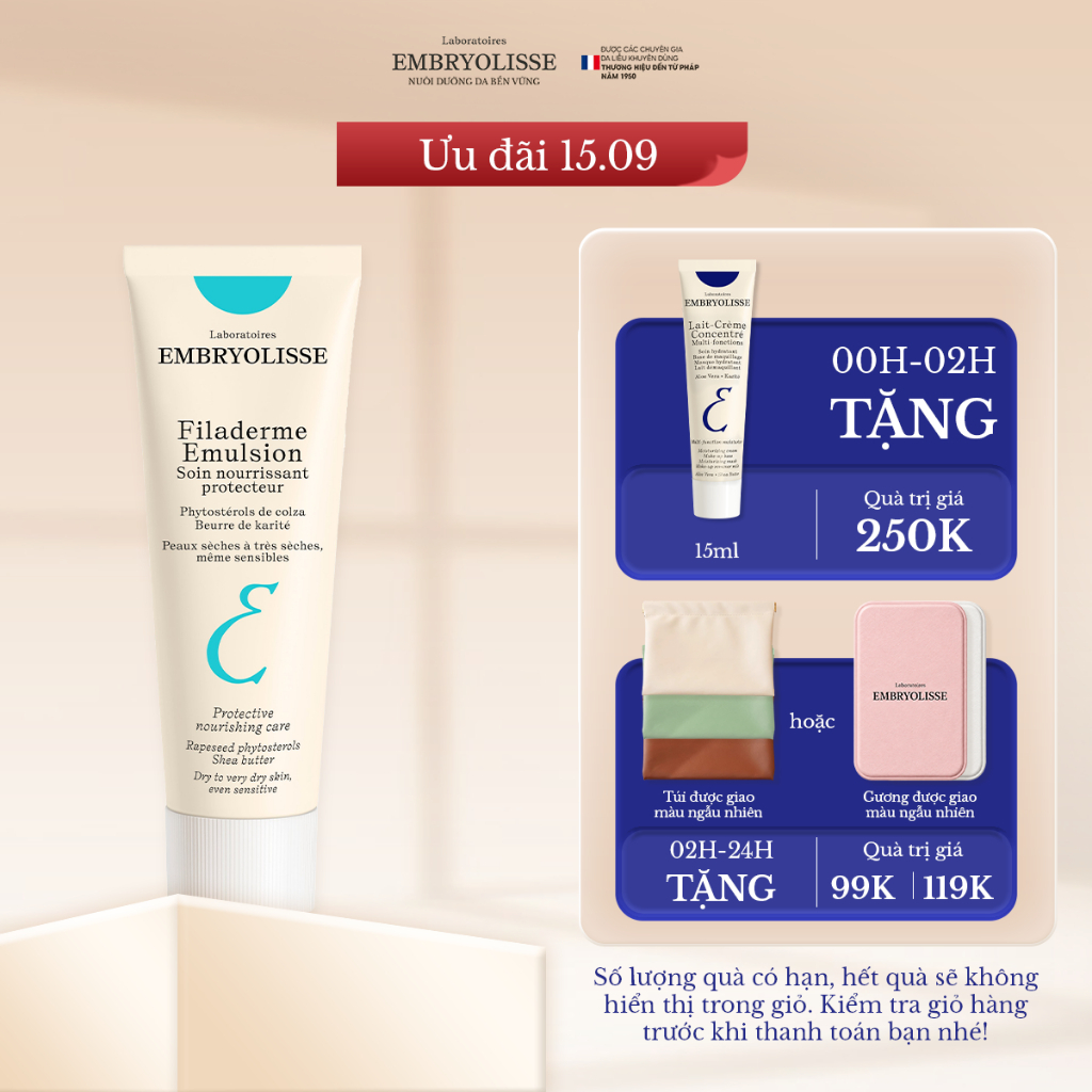 Kem Dưỡng Trẻ Hóa Căng Bóng Da Và Chăm Sóc Da Toàn Diện Embryolisse Filaderme Émulsion 15ml-75ml
