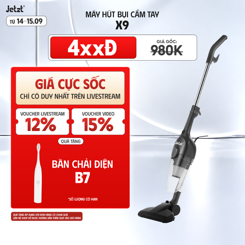 Máy hút bụi cầm tay có dây JETZT X9, lực hút 19.000PA