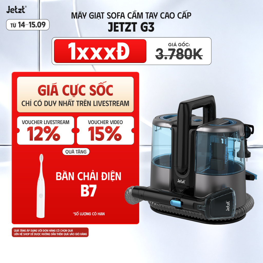 Máy giặt cầm tay cao cấp Jetzt dành cho ghế sofa, nệm thảm