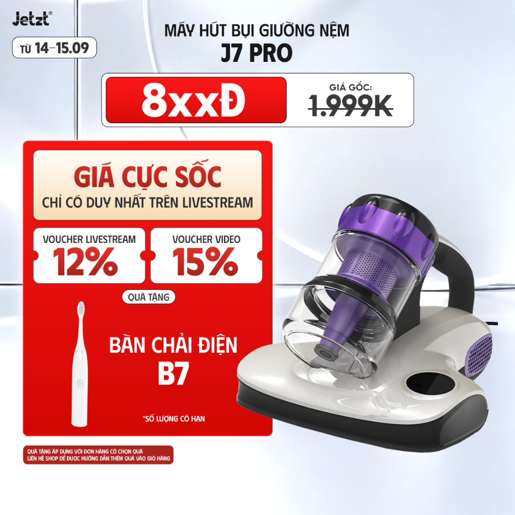 Máy hút bụi giường nệm diệt khuẩn UV JETZT J7 Series thế hệ mới