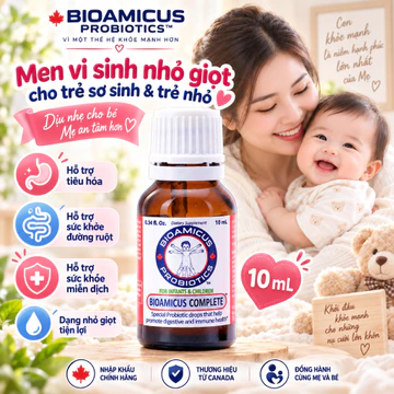 Bioamicus Complete 10ml Men vi sinh cho trẻ sơ sinh lợi khuẩn hỗ trợ tiêu hóa giảm đầy bụng tăng sức đề kháng cho bé