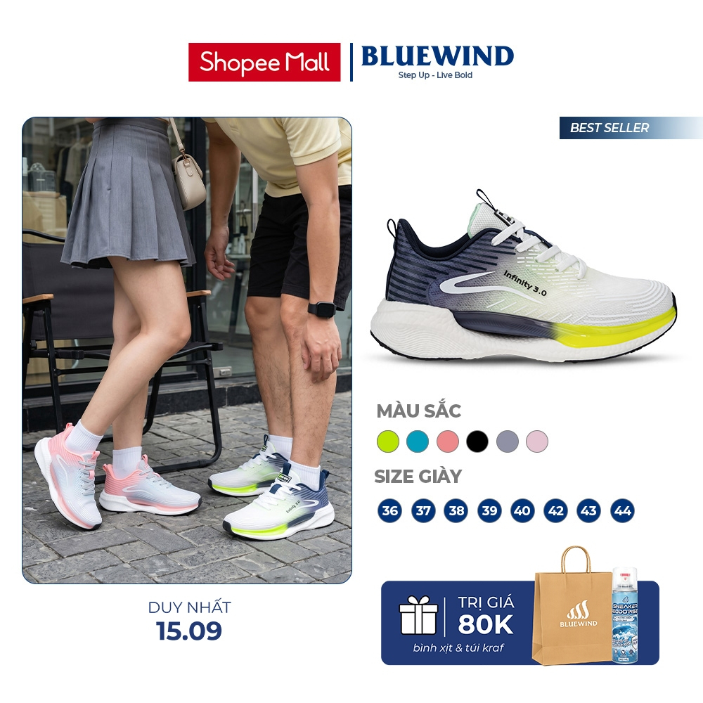 Giày Thể Thao Nam Nữ BLUEWIND Infinity 3.0 Siêu Nhẹ Êm Chân, Thoáng Khí Phù Hợp Chạy Bộ, Tập Gym 68299