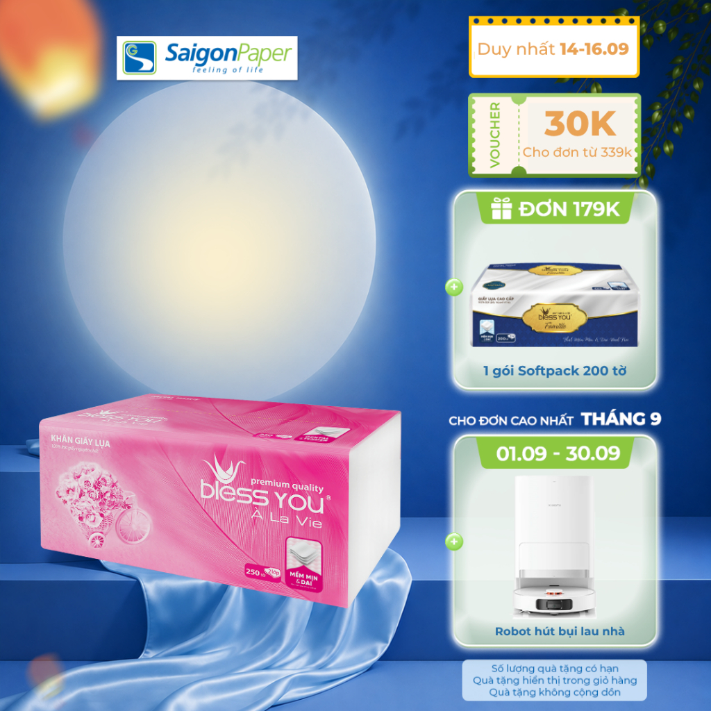 Gói Khăn giấy Softpack Bless You Alavie 250 tờ