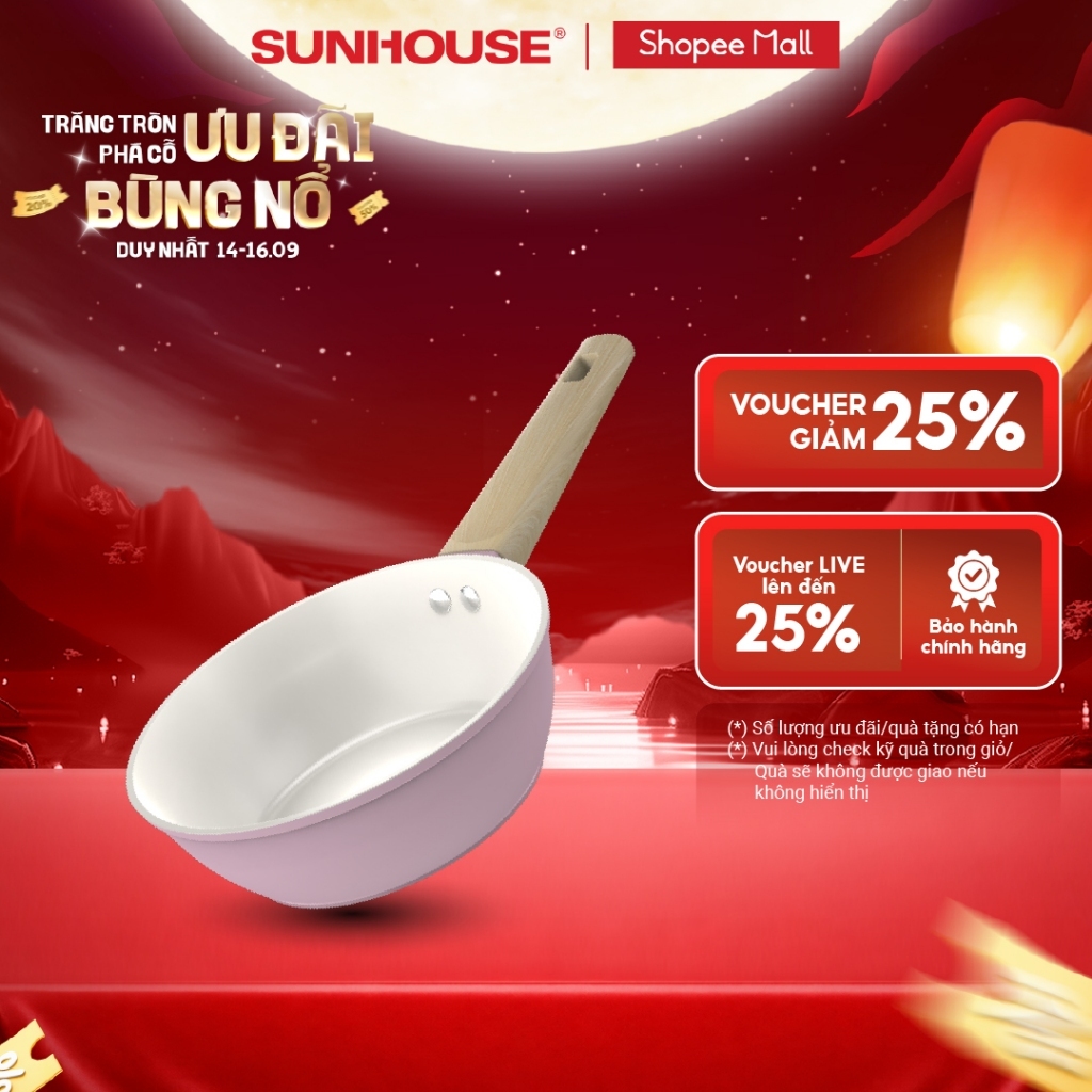 Chảo phủ sứ Nano đáy từ Sunhouse Healthy SHG20-24-26MP/T1 - Chống dính Nano Ceramic - Bắt từ nhanh - Màu sắc trendy