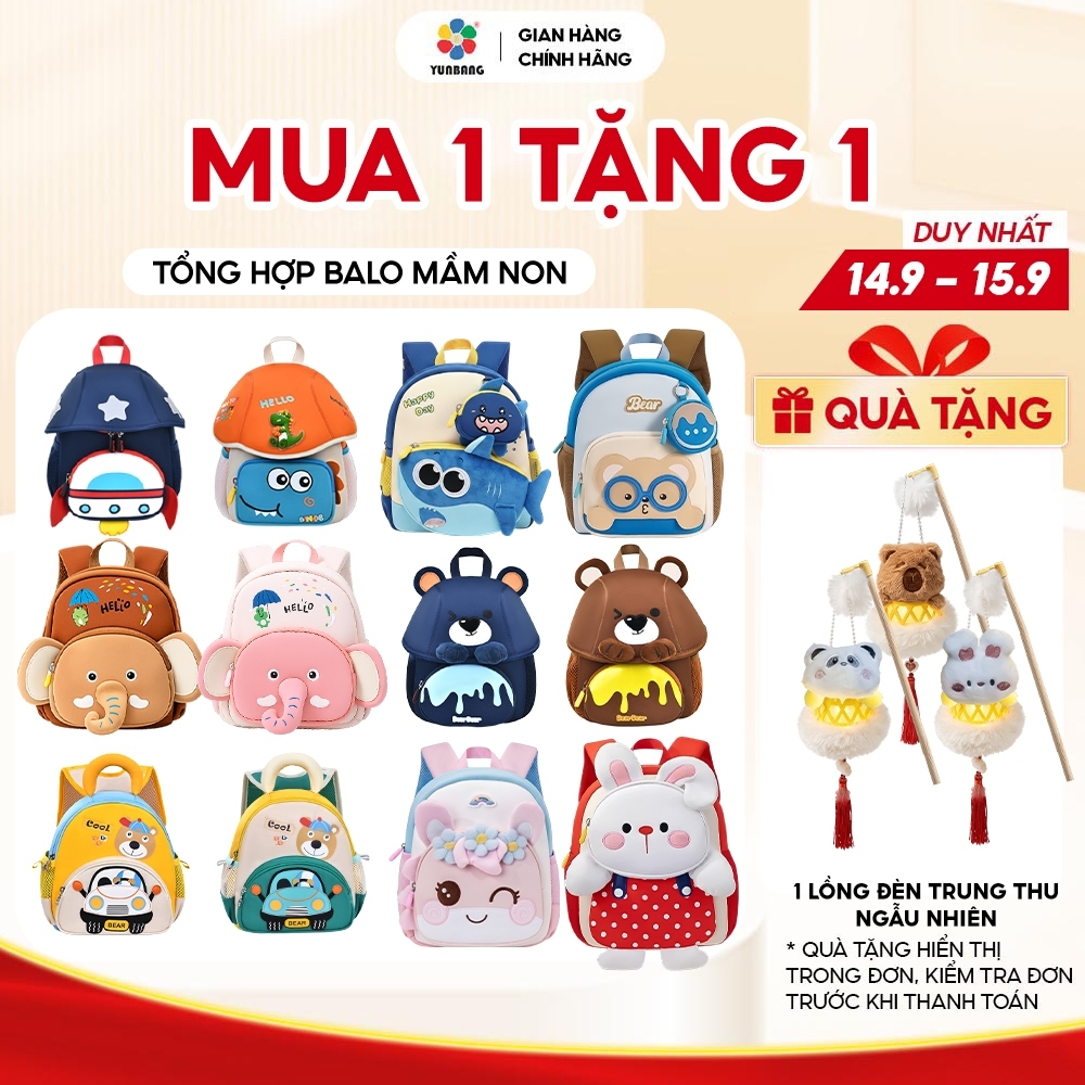 Balo Cho Bé Mầm Non Khủng Long,Voi,Gấu Đáng Yêu Siêu Nhẹ, Cặp Mẫu Giáo Cho Bé Trai, Bé Gái 1-6 tuổi