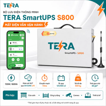 Bộ Lưu Điện Cửa Cuốn TERA S800 800VA 720W, UPS Cửa Cuốn Chính Hãng, Bình Lưu Điện Cổng Tự Động