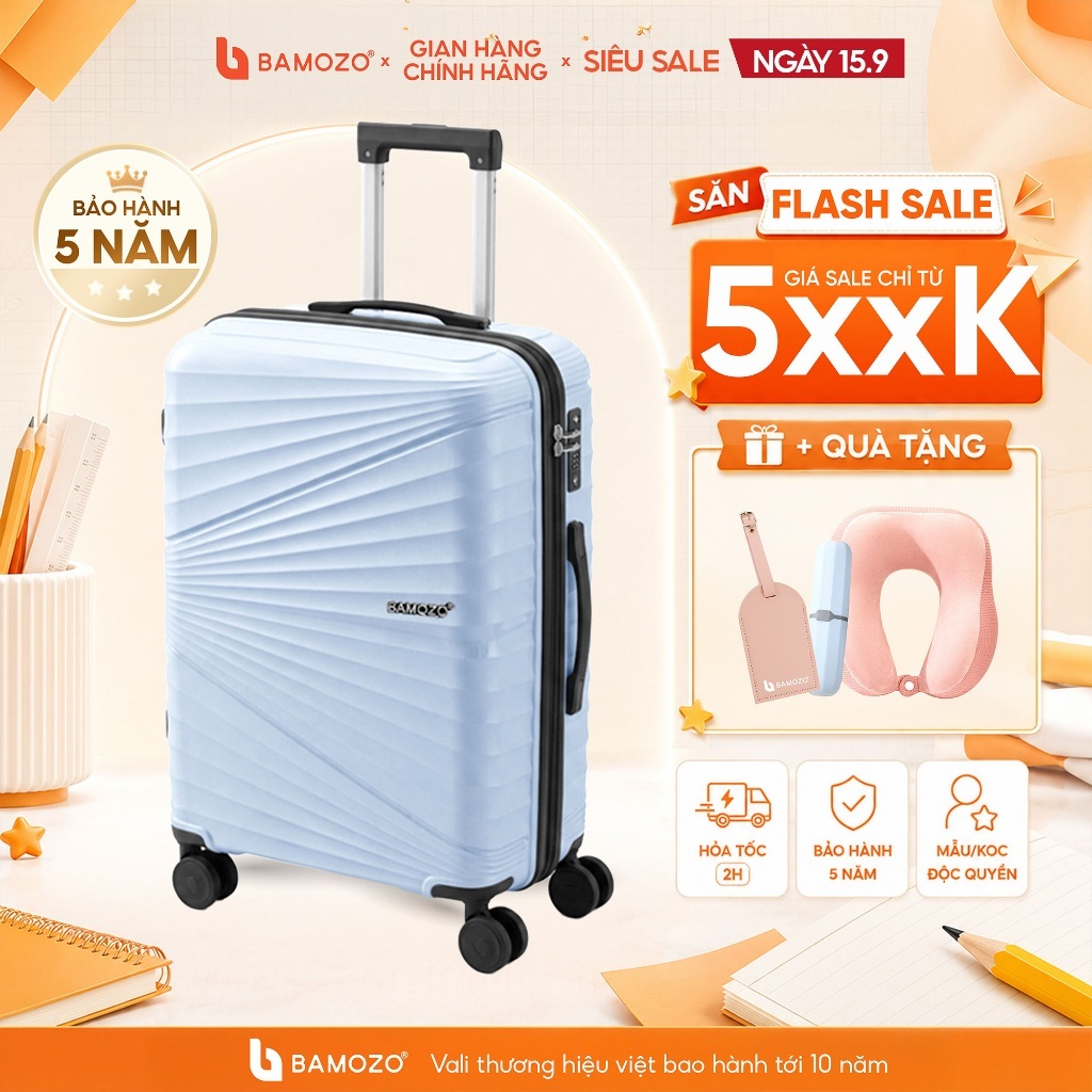 Vali du lịch IRIS Bamozo size 20/24/28 gọn nhẹ, chất liệu nhựa PP cao cấp chịu lực tốt, bảo hành 10 năm_IRIS