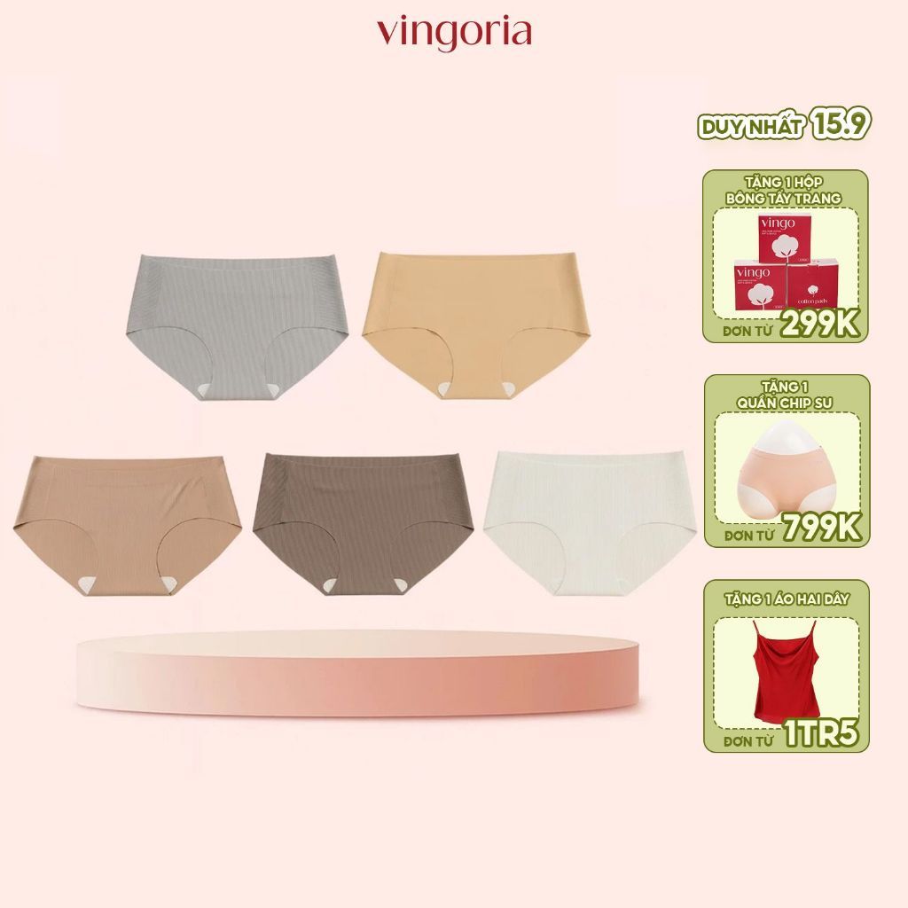 Set 5 quần lót nữ su thạch không đường may VINGO/VINGORIA quần lót kháng khuẩn siêu tàng hình CB74