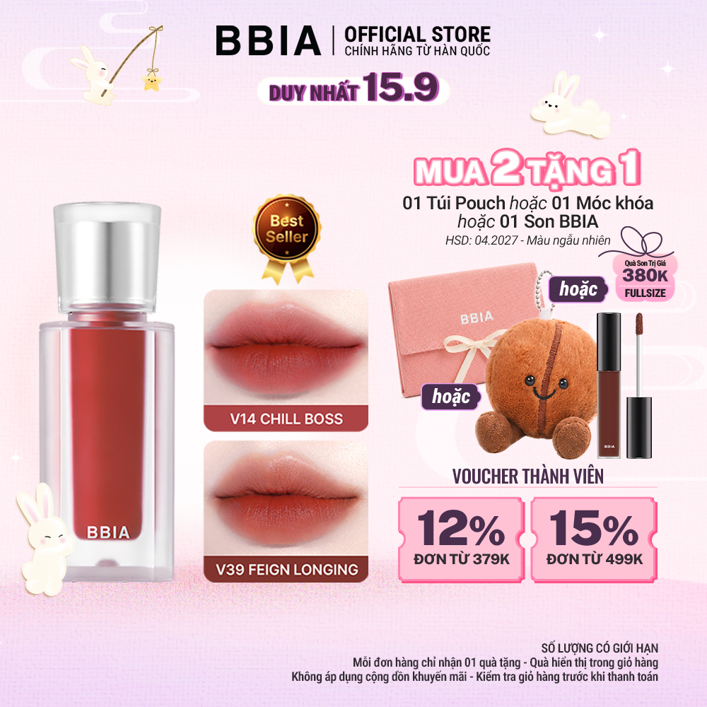 Son kem nhung thuần chay, nhẹ môi BBIA Last Velvet Tint V Edition 5g