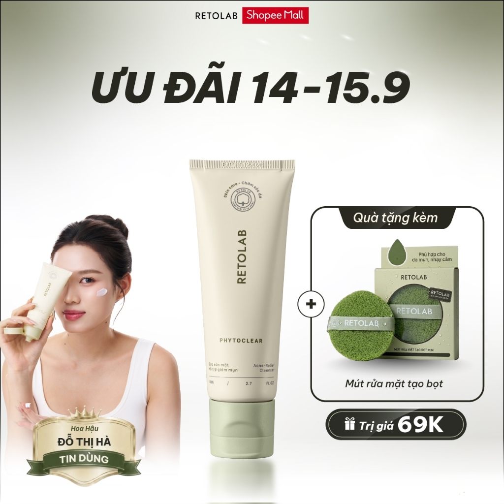 Sữa rửa mặt Retolab Phytoclear 80g hỗ trợ giảm mụn, làm sạch dịu nhẹ và dưỡng ẩm da