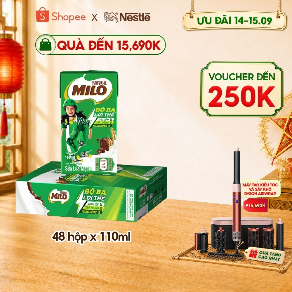 Sữa lúa mạch Nestlé® MILO® thùng 12 x 110ml (12x4x110ml)