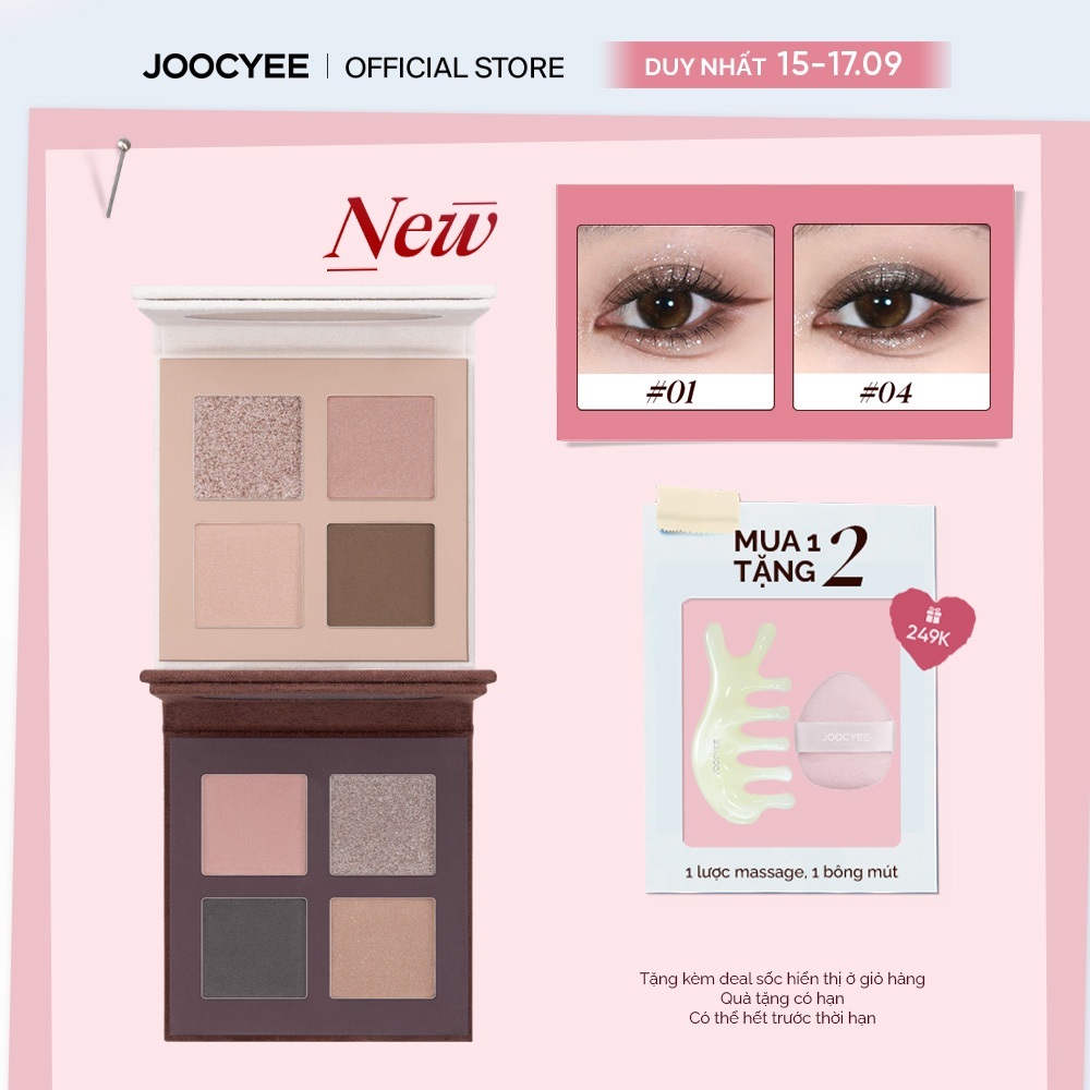 [NEW] Bảng mắt 4 ô mini JOOCYEE MINI QUAD EYESHADOW bảng màu sang trọng, dễ dùng cho người mới makeup