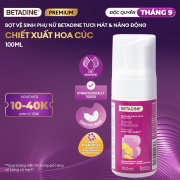 [PREMIUM] Bọt vệ sinh phụ nữ Betadine Bảo Vệ Dịu Nhẹ 100ml