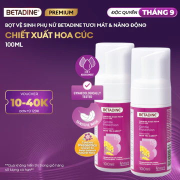 [KOL] Bộ 2 Bọt vệ sinh phụ nữ Betadine Bảo Vệ Dịu Nhẹ 100ml (100ml x 2)