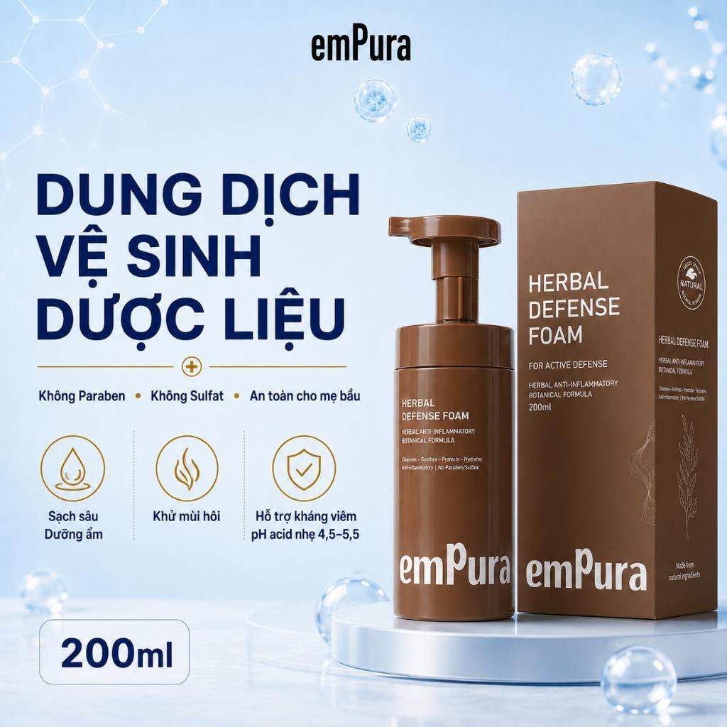 Dung Dịch Vệ Sinh Thảo Dược EmPura Hỗ Trợ Ngừa Viêm Vùng Kín, Khử Mùi Hôi, Giảm Ngứa Tức Thì 200ml