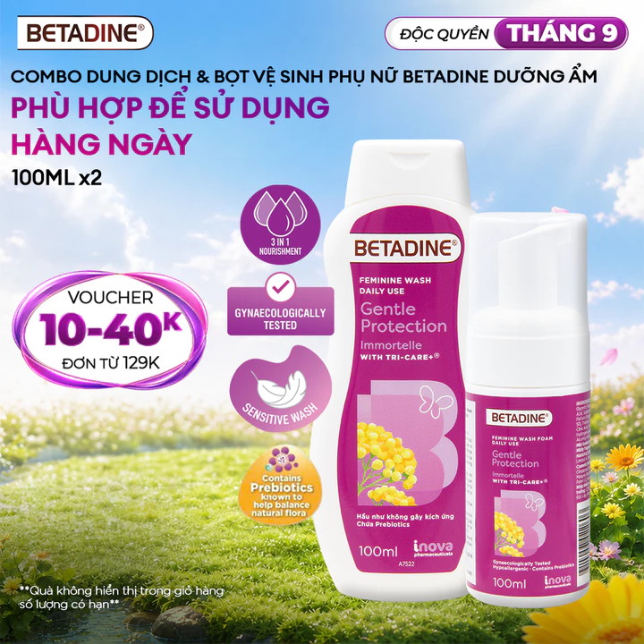 Bộ đôi DDVS 100ml và Bọt vệ sinh phụ nữ Betadine 100ml