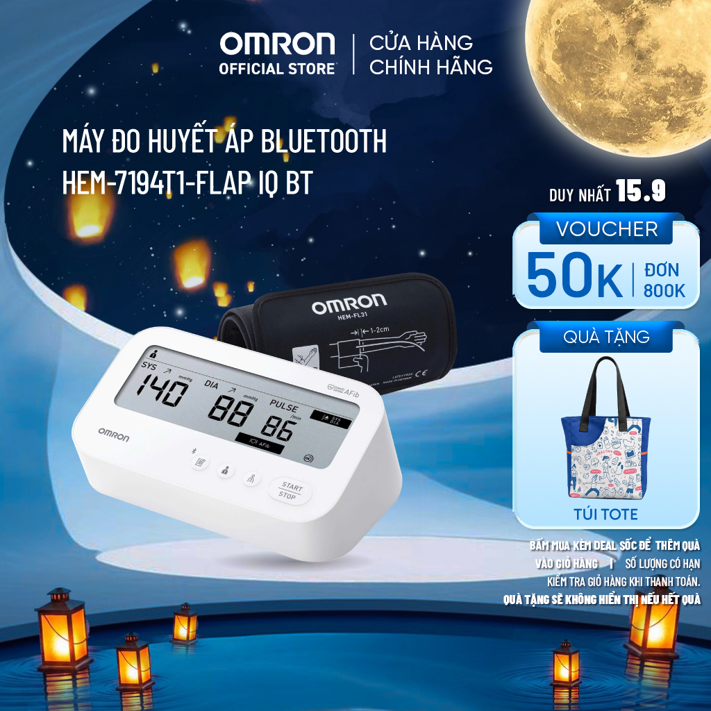 Máy Đo Huyết Áp Bluetooth Phát Hiện Rung Nhĩ OMRON IQ BT HEM-7194T1