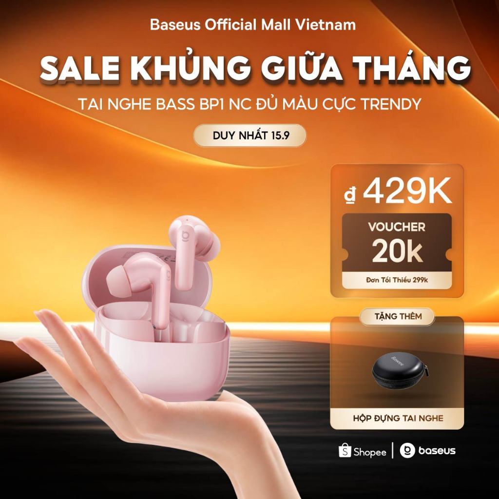 [MỚI VỀ - MÀU TRENDY] Tai Nghe Không Dây Baseus BP1 NC Chống Ồn Thông Minh,Chống Nước,Pin 41h,Chill Trọn Mọi Khoảnh Khắc