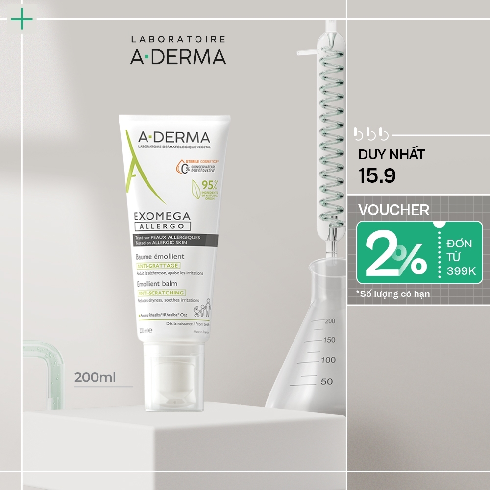 Kem dưỡng cho viêm da cơ địa, da dị ứng A-Derma EXOMEGA Allergo Emollient Balm giúp giảm ngứa, khô, kích ứng da