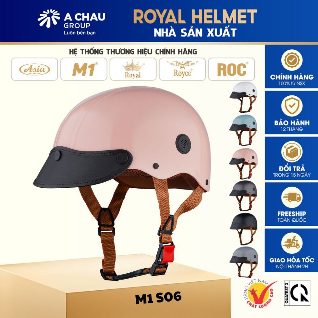 [Độc Quyền] Mũ Bảo Hiểm Nửa Đầu M1 S06 Lưỡi Trai Đạt Chuẩn Nam Nữ Đi  Xe Máy, Bảo Hành 12 Tháng