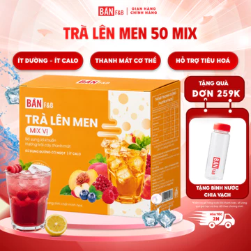 [MỚI] Trà Len Men 50 Mix, Trà Kombucha Ít Calo Mix Vị Hoa Quả Ít Calo, Bổ sung Vitamin C, Hỗ trợ Tiêu Hóa - Bản F&B