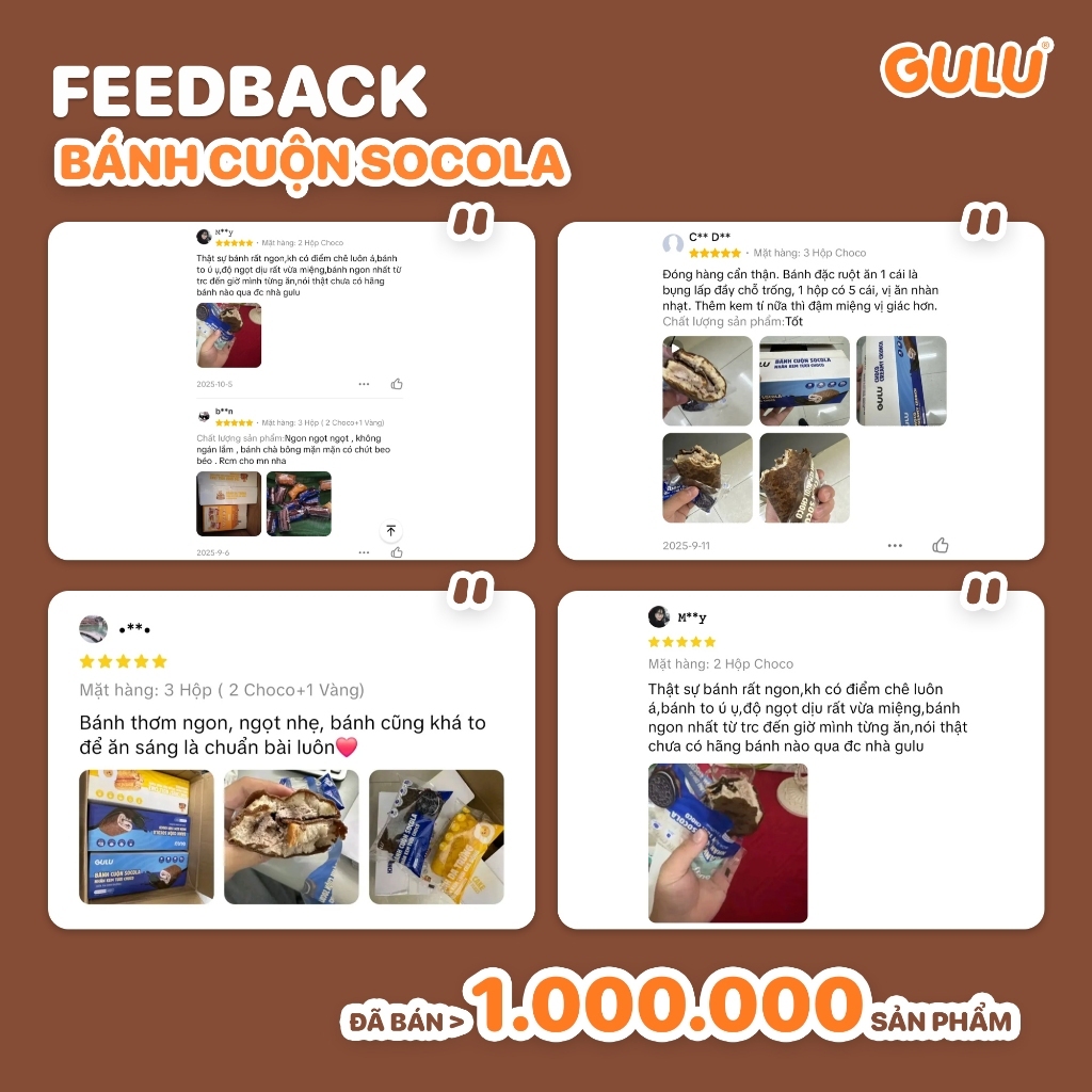 [Tổng Hợp] Bánh Cuộn Dinh Dưỡng Ăn Sáng GULU FOODS (Da Trứng, Diêm Mạch, Choco, Matcha, Ruốc) | BigBuy360 - bigbuy360.vn