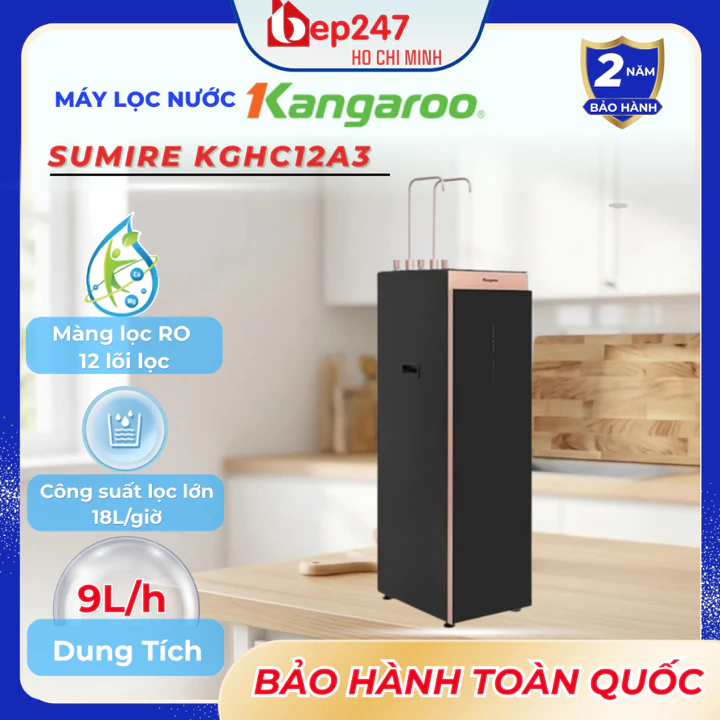 Máy lọc nước Kangaroo RO Ion kiềm nóng lạnh KGHC12A3 12 lõi, RO Vortex, 4 chế độ nước