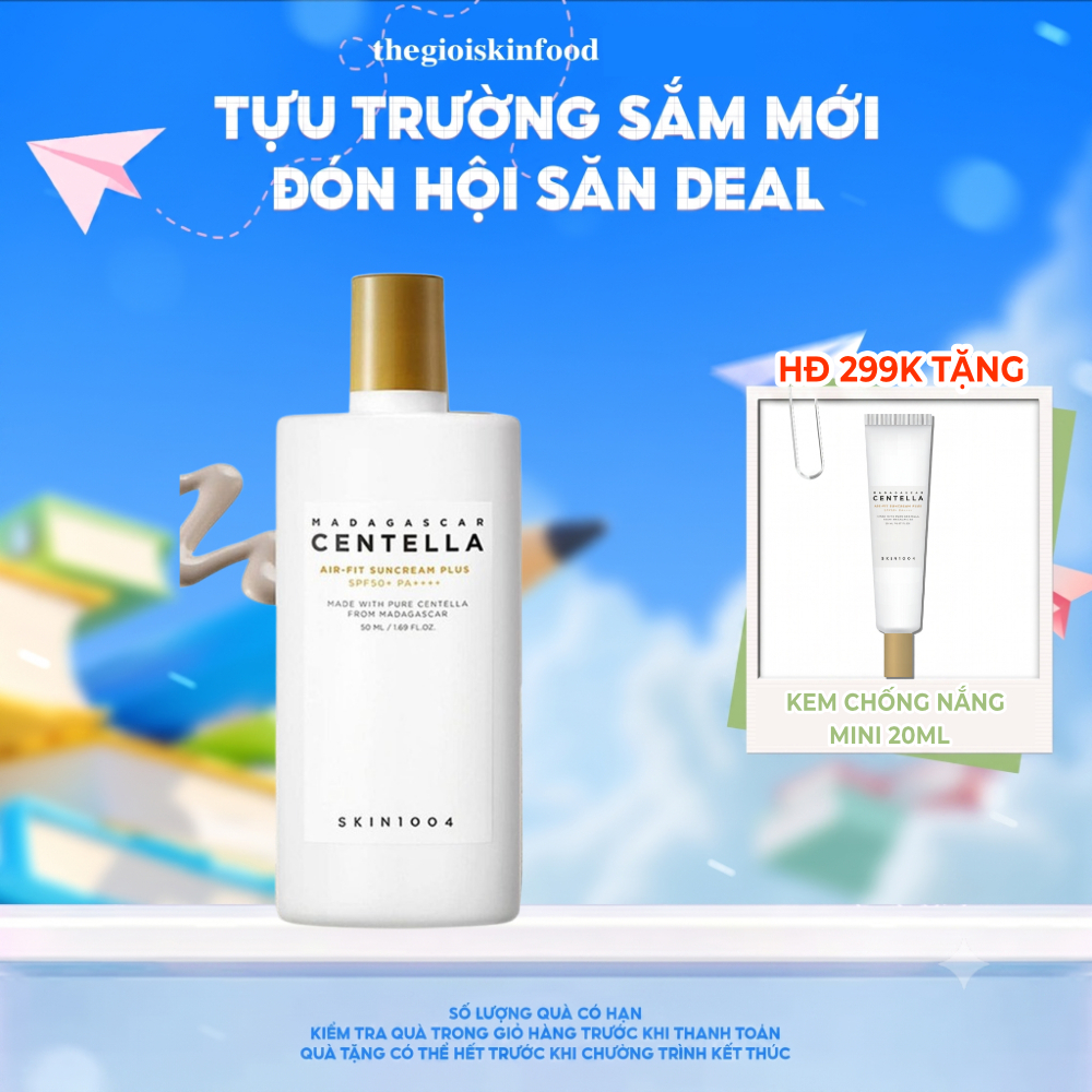 Kem Chống Nắng Nâng Tông Da Chiết Xuất Rau Má Skin1004 Madagascar Centella Air-Fit Suncream SPF50+/PA++++ 50ml