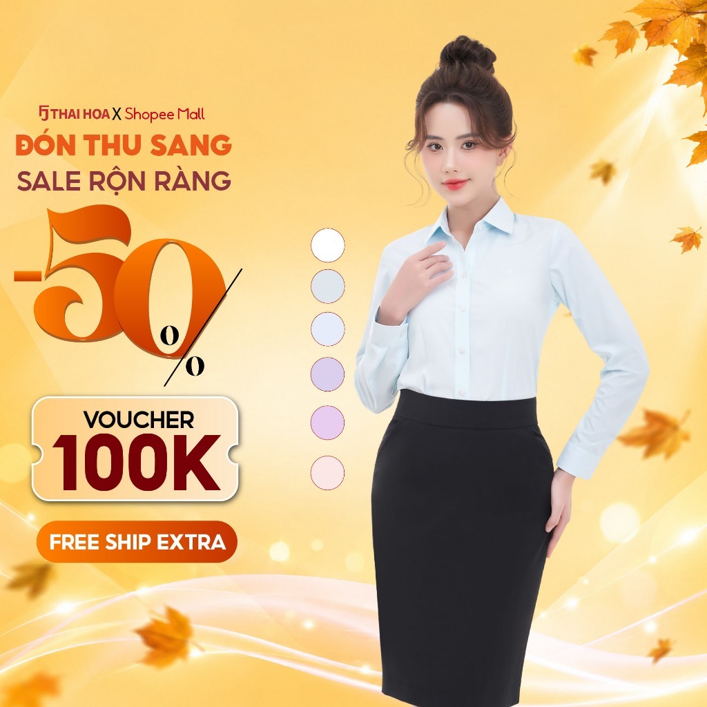 Áo sơ mi nữ dài tay R04 chất liệu cotton kẻ tăm form ôm nhiều màu Thái Hòa