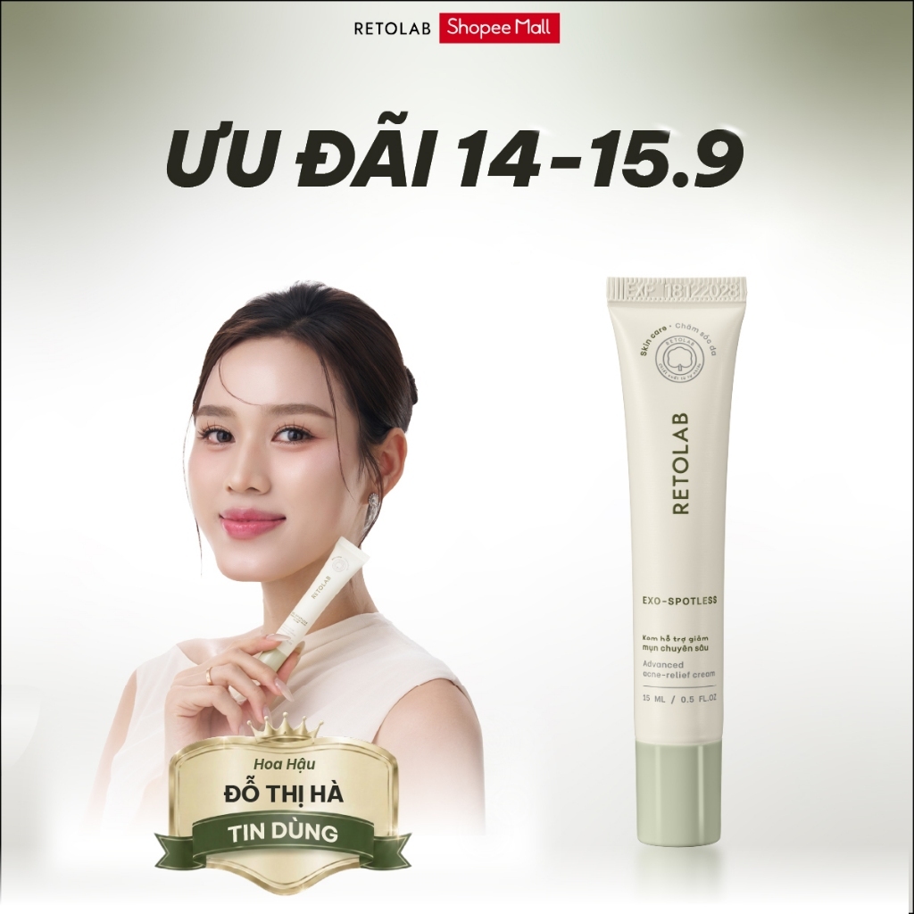 Kem Hỗ Trợ Giảm Mụn giúp đều màu da, giảm vết thâm mụn - Retolab Exo-Spotless 15ml
