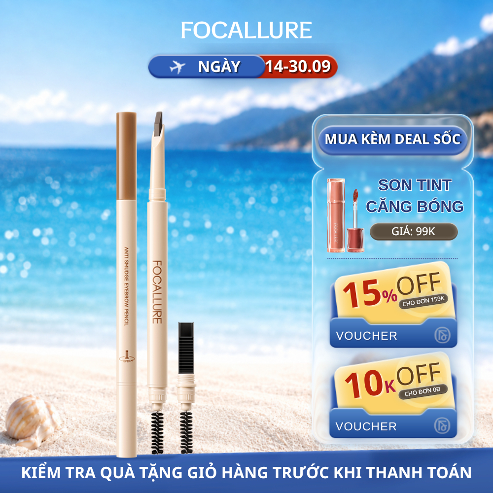 Chì Kẻ Mày FOCALLURE Chống Nước Chống Nhòe Siêu Bền Nét Mỏng Mịn 0,2g
