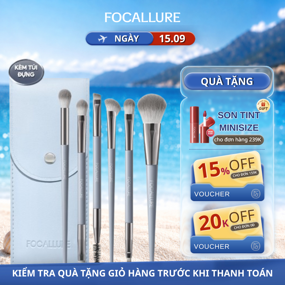 Bộ Cọ Trang Điểm Focallure 6 Cây Có Kèm Túi