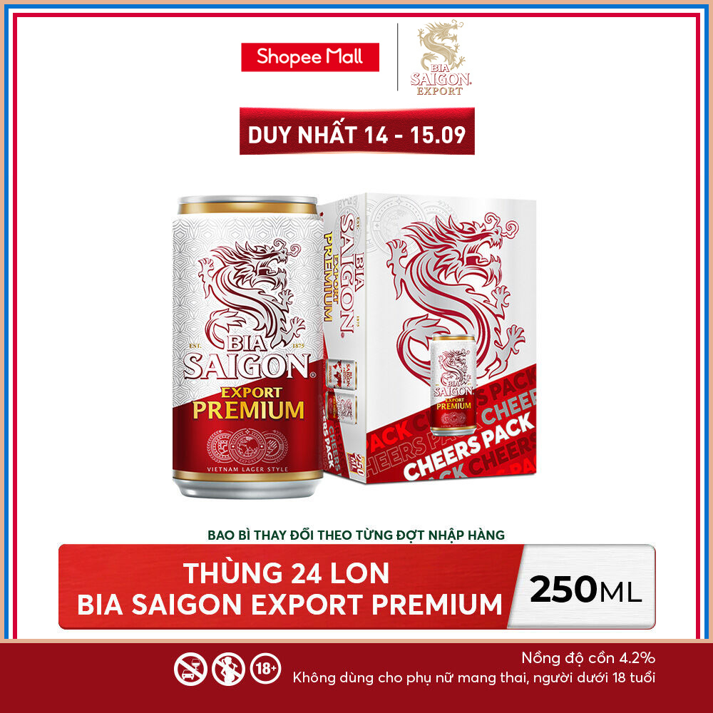 Nồng Độ Cồn 4.2% - Bia Saigon Export Premium 250ml x 24 lon