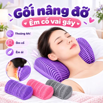 Gối Công Thái Học Nâng Đỡ Cổ Vai Gáy MAISON, Gối Kê Cổ Ngủ Êm Ái Thoáng Khí Thiết Kế Ôm Cổ