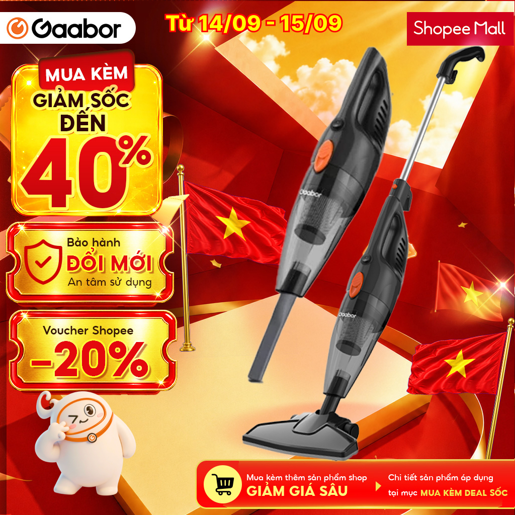 Máy hút bụi cầm tay Gaabor GVCW-M15AS có dây 2in1 lực hút 16000PA tháo lắp tiện lợi gọn dây 4.5m