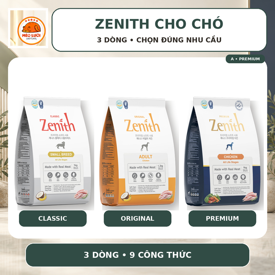 [1kg/1.2kg/3kg] Hạt Mềm Zenith Cho Chó Classic - Original - Premium, Chó Con - Trưởng Thành - Mọi lứa tuổi