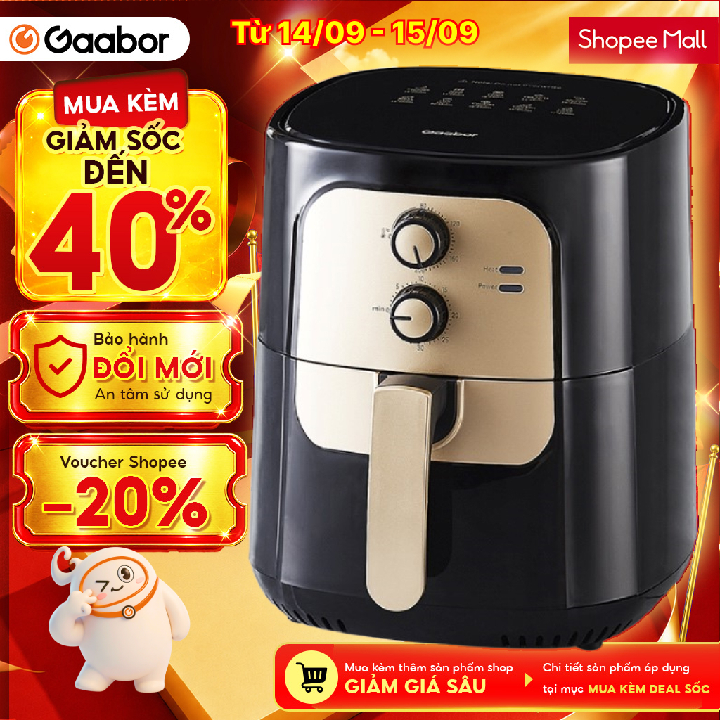 Nồi chiên không dầu GAABOR 6.5 lít AF65M-BK01A / AF65M-BK01S dung tích lớn, công suất mạnh 1400W nồi chiên đa năng