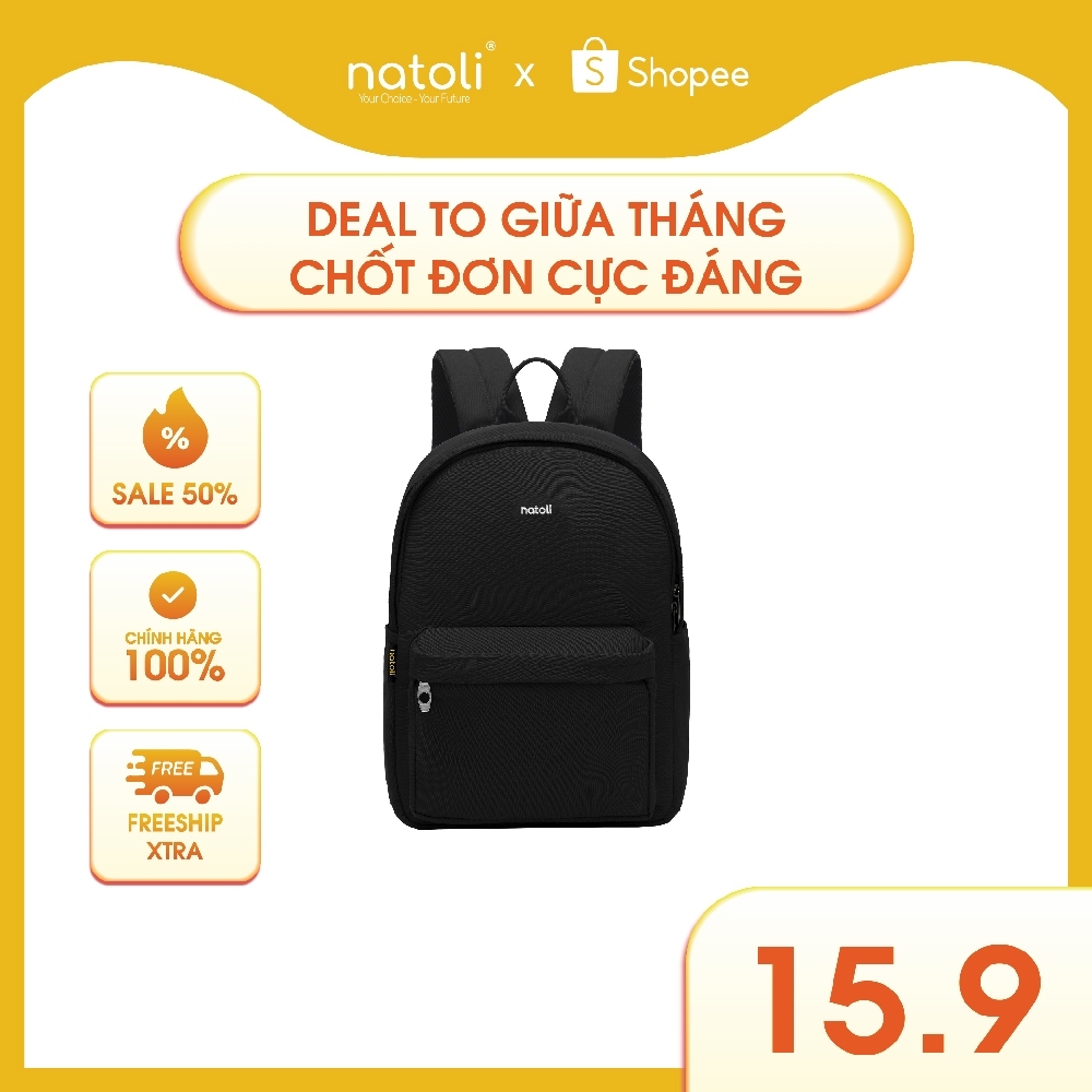Balo đi học nam nữ thương hiệu NATOLI nhiều ngăn chống nước tốt - Basic Backpack B2