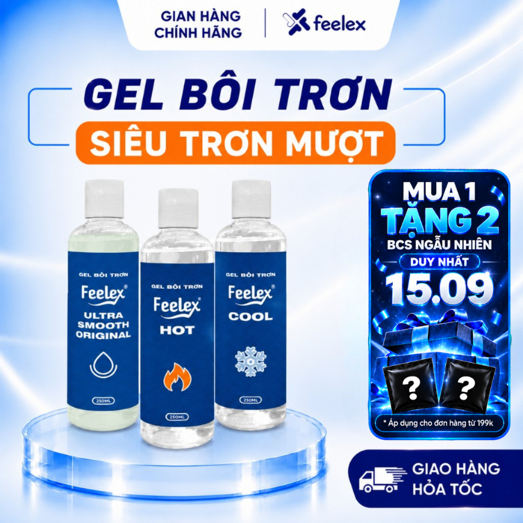 Gel bôi trơn quan hệ Feelex ấm, lạnh, siêu trơn nhiều mùi hương - Lọ 100/250/500ml