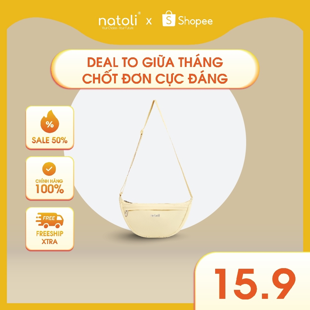 Túi đeo chéo nữ hình bán nguyệt NATOLI túi bánh bao chần bông vải dù nhăn chống nước tốt-Soft Touch Crossbag T26