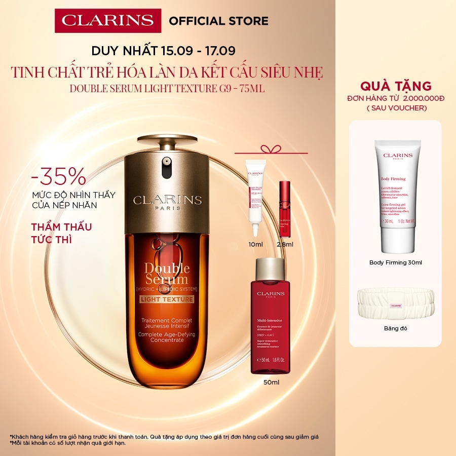 [Light Texture] Tinh Chất Trẻ Hóa Làn Da Clarins Double Serum [Hydric + Lipidic System] 75ml