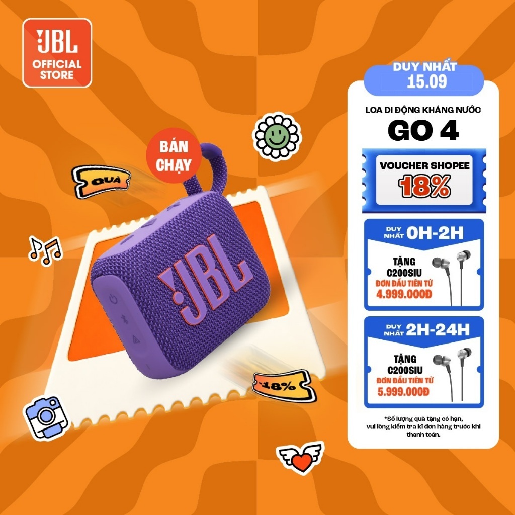 [ĐỘC QUYỀN ONLINE] Loa Di Động Bluetooth JBL Go 4 Công Suất 4.2W Chơi Nhạc tới 7 Giờ