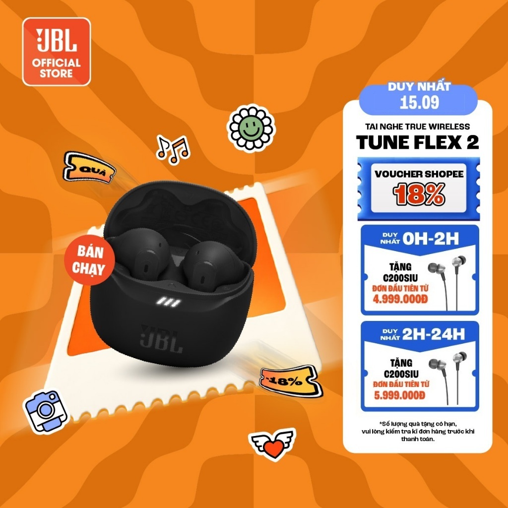 [ĐỘC QUYỀN] Tai nghe Earbuds JBL TUNE FLEX 2 Chống Ồn Chủ Động Chơi Nhạc tới 48h