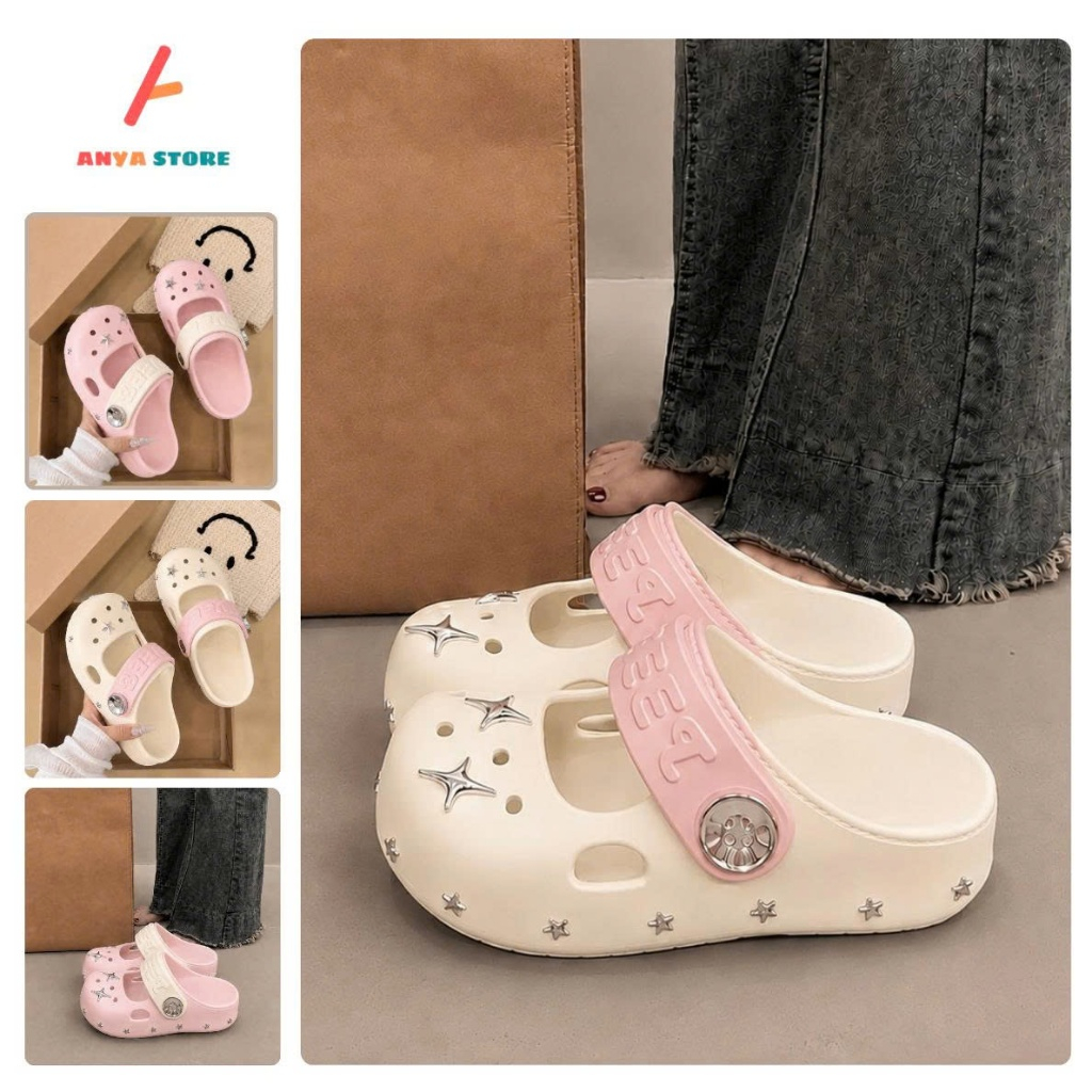 [TẶNG KÈM ĐINH SAO] Dép Sục Sweet Đế Cao 3cm Quai Gài Điều Chỉnh Phối Mix Màu Pastel Dễ Thương - Anya.store QH12