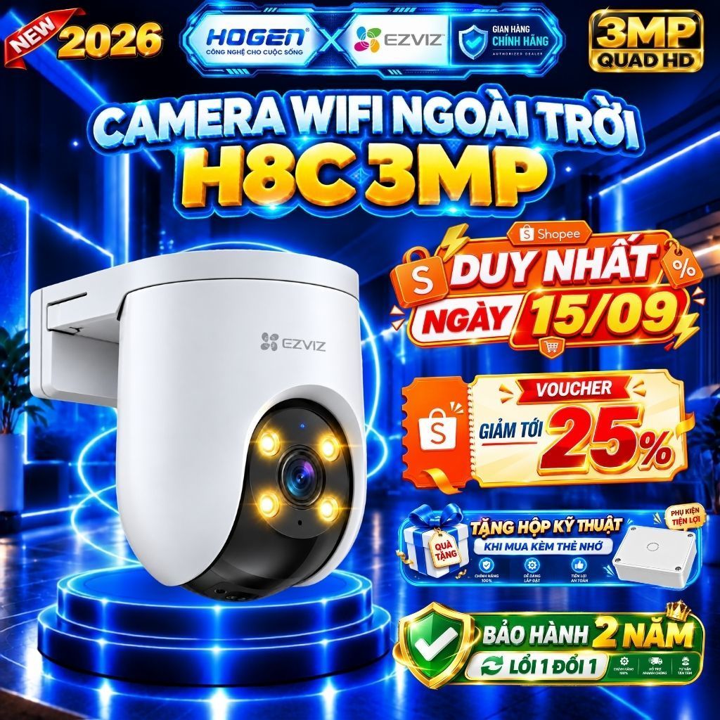 Camera Wifi Ngoài Trời EZVIZ Quay Quét 360 H9C, H8, C8C,H8C PRO C8W 2K 3K - Tích Hợp AI- Đêm Có Màu