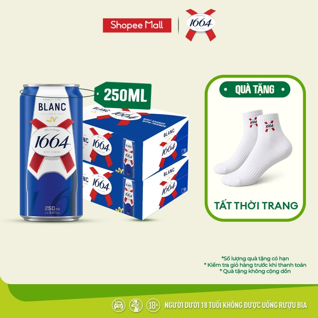 Combo 2 Thùng 24 lon Bia Pháp Kronenbourg 1664 Blanc (250ml/lon) - Độ cồn 5%