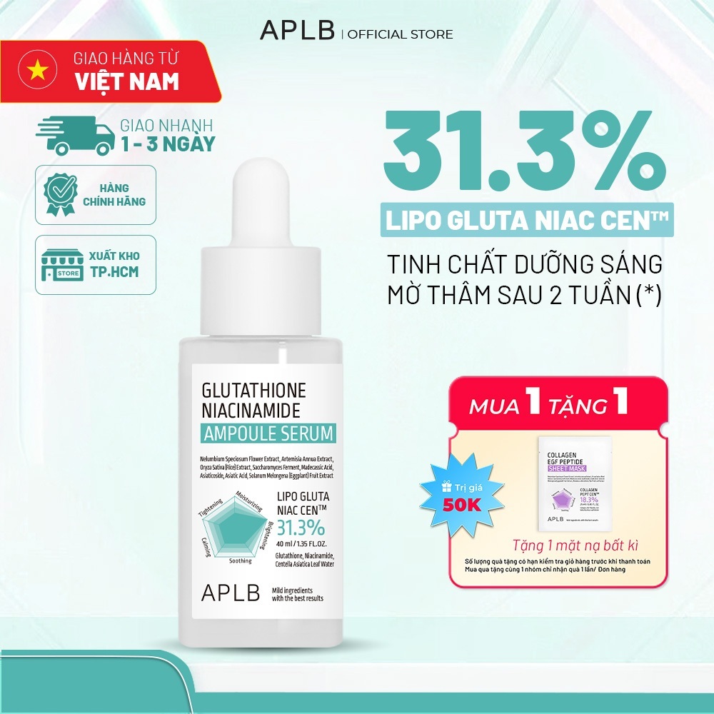 APLB Serum Dưỡng Trắng Da Cao Cấp APLB Glutathione Niacinamide Ampoule Serum 40ml
