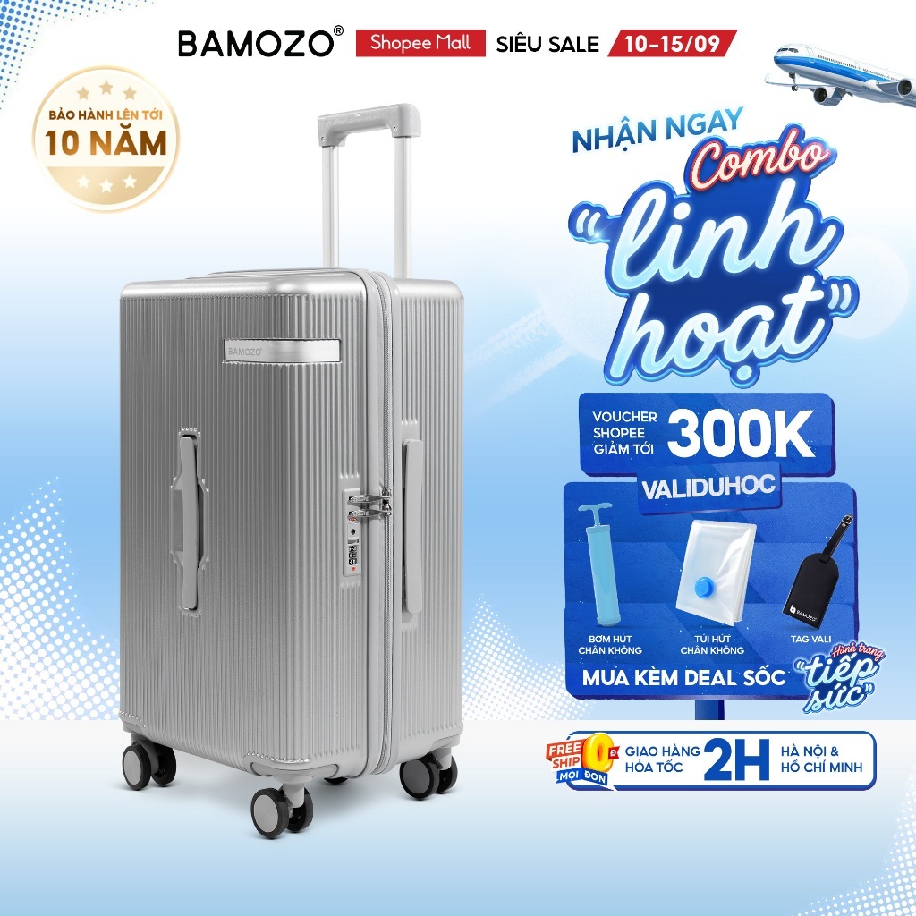 [DEAL HOT] Vali Du Lịch Bamozo Lumispace Chất Liệu PC Nguyên Khối Siêu Bền Bỉ_LUMI