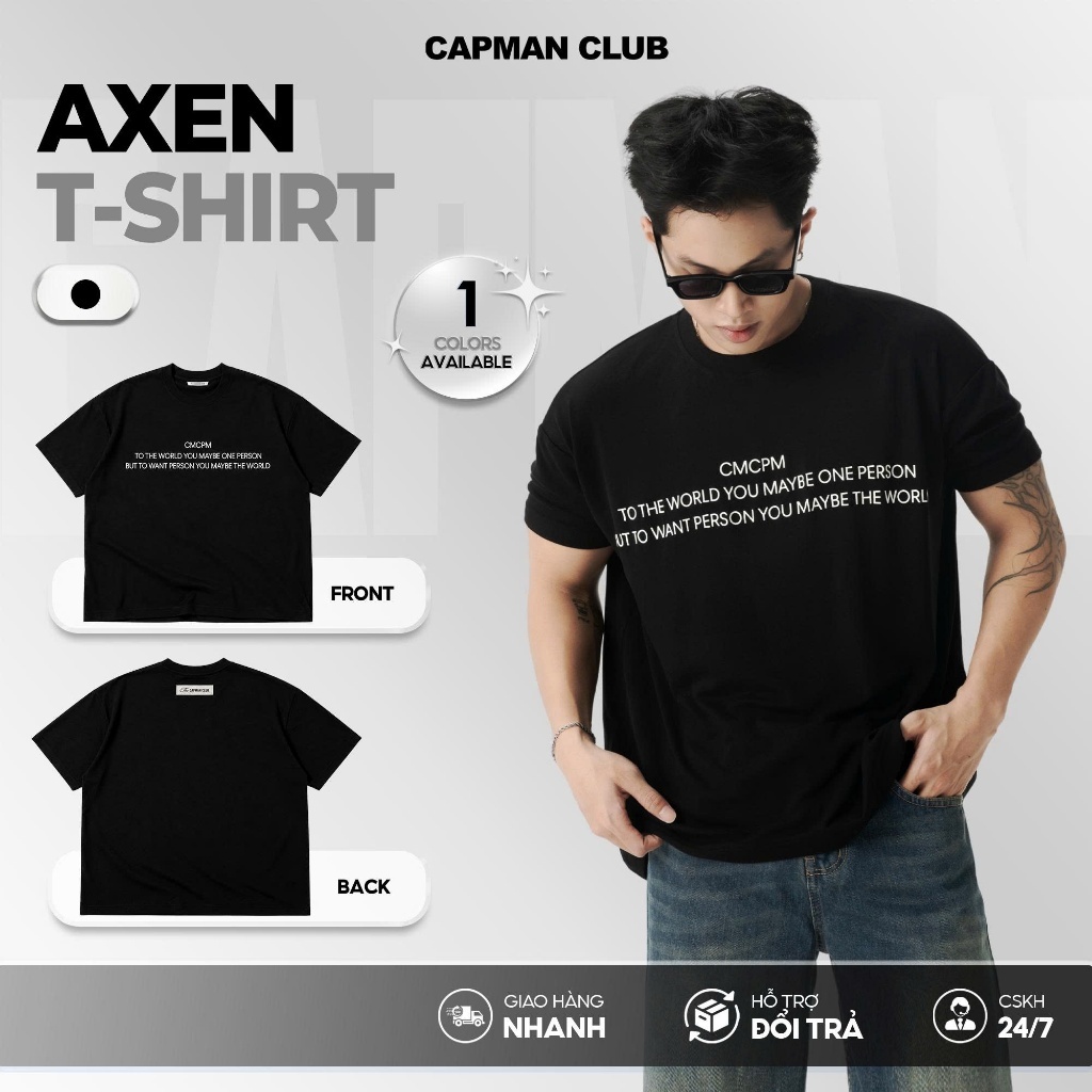 [DEAL MỞ BÁN] Áo thun nam tay ôm AXEN tee CAPMAN CLUB, áo thun phom ôm chất vải cotton 4 chiều co giãn